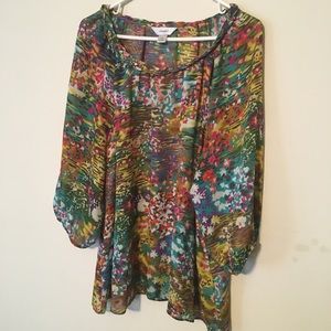 CJ Banks Floral Top (Slightly sheer) Sz 1X
